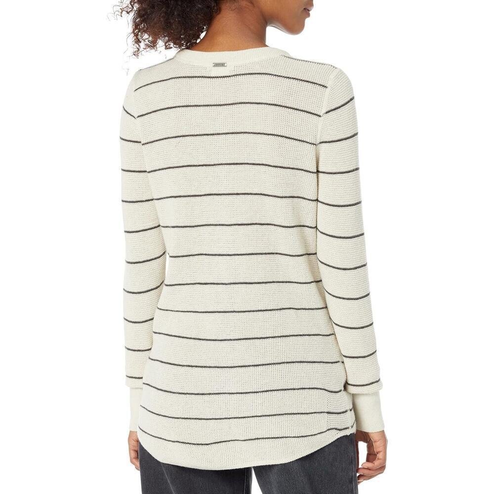 prAna Milani Henley Oatmeal Stripe, Size M - Picture 2 of 7